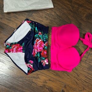 Floral Pink Maternity Bikini Set
